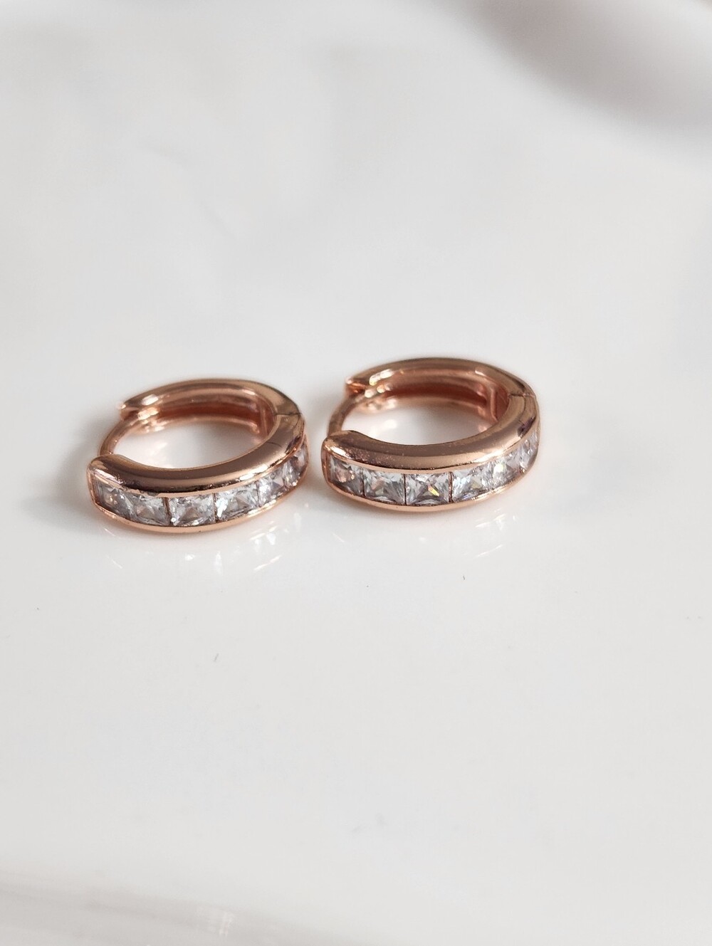Rose Gold Huggie Earrings